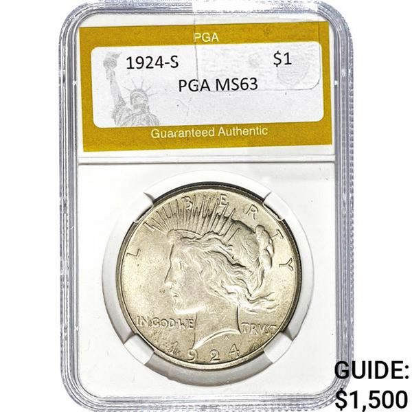 1924-S Peace Dollar PGA MS63