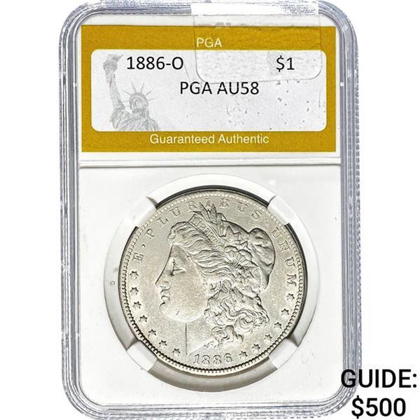1886-O Morgan Silver Dollar PGA AU58