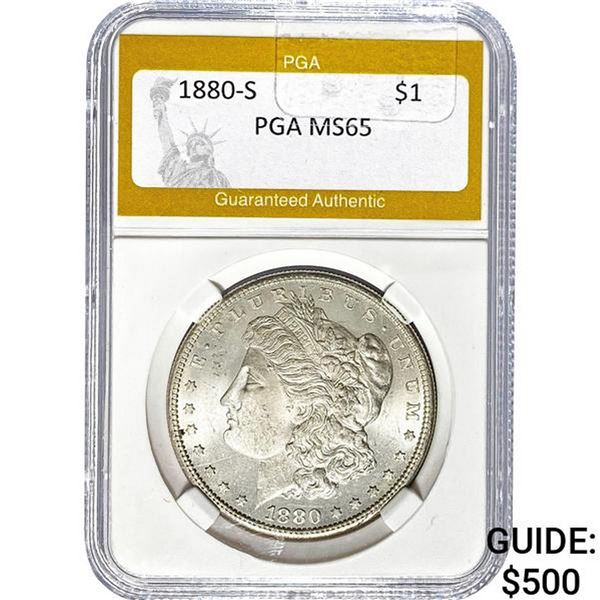 1880-S Morgan Silver Dollar PGA MS65