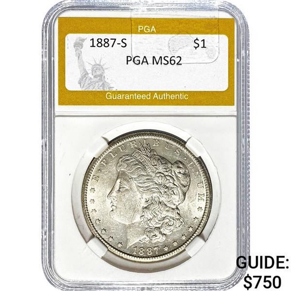 1887-S Morgan Silver Dollar PGA MS62