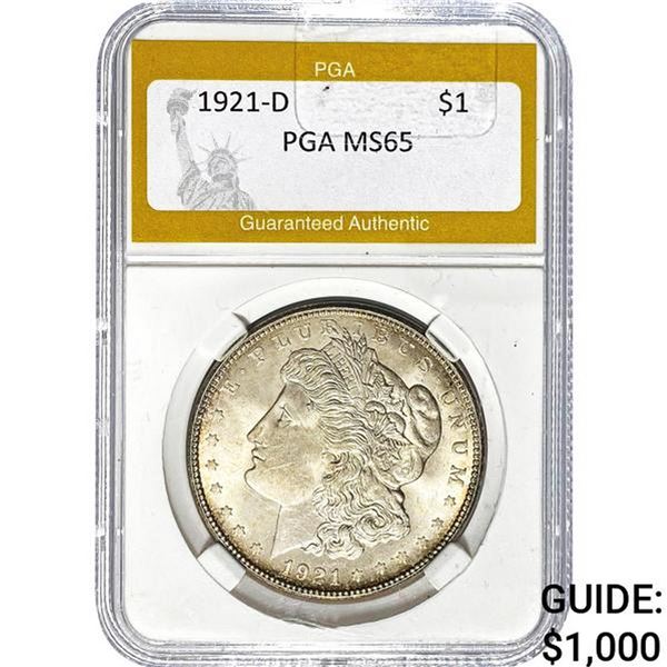 1921-D Morgan Silver Dollar PGA MS65