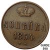Image 1 : 1854 Russia Copper 1 Kopeck UNCIRCULATED