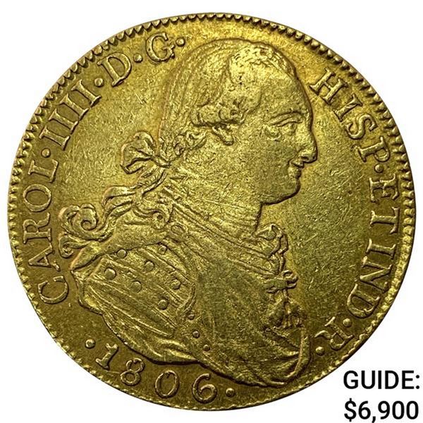 1806NR JJ Colombia .762oz Gold 8 Escudos CHOICE AU