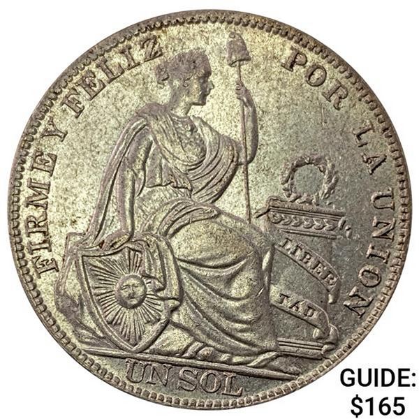 1930 Peru Silver Un Sol CLOSELY UNCIRCULATED