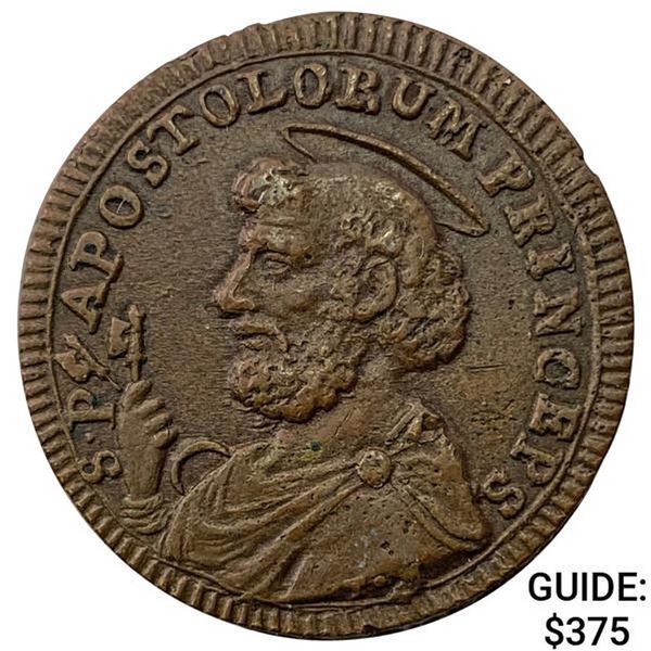 1792 Papal States Copper Baiocchi CHOICE AU