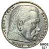 Image 1 : 1937-F Germany Silver 2 Reichsmark CLOSELY UNCIRCULATED