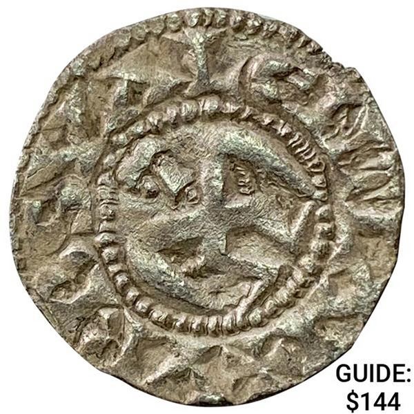1100-1225 Crusades France Silver Denier NEARLY UNCIRCULATED