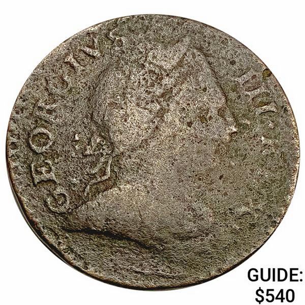 1776 Great Britain 1/2 Penny George III ABOUT UNCIRCULATED