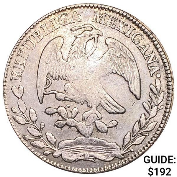 1877Zs JS Mexico Silver 8 Reales NEARLY UNCIRCULATED
