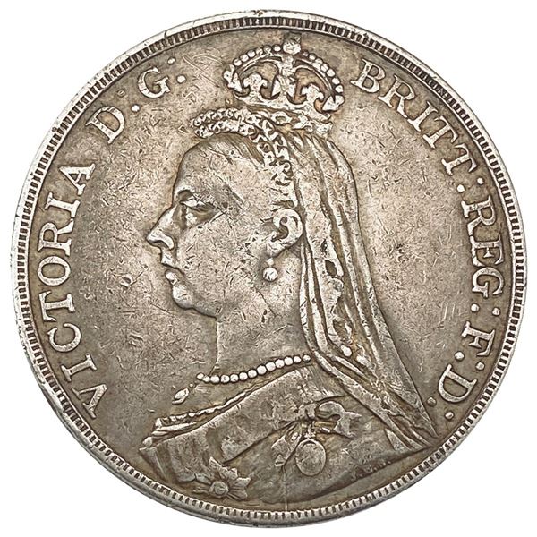1891 Great Britain .8409oz Silver Crown NEARLY UNCIRCULATED
