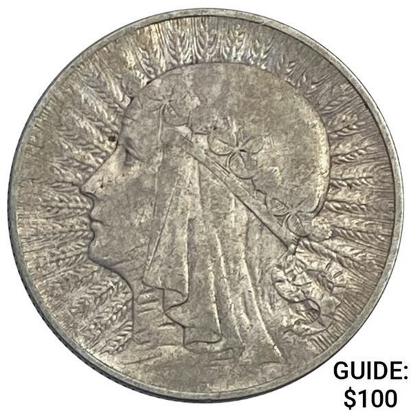 1933 Poland Silver 5 Zlotych CLOSELY UNCIRCULATED
