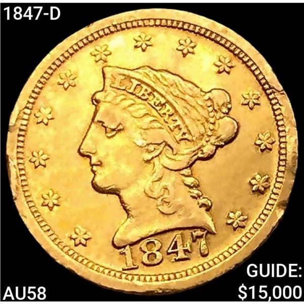 1847-D $2.50 Gold Quarter Eagle CHOICE AU