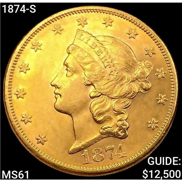 1874-S $20 Gold Double Eagle UNCIRCULATED