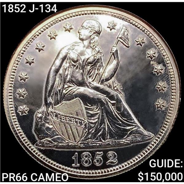 1852 J-134 Seated Liberty Dollar GEM PROOF CAM