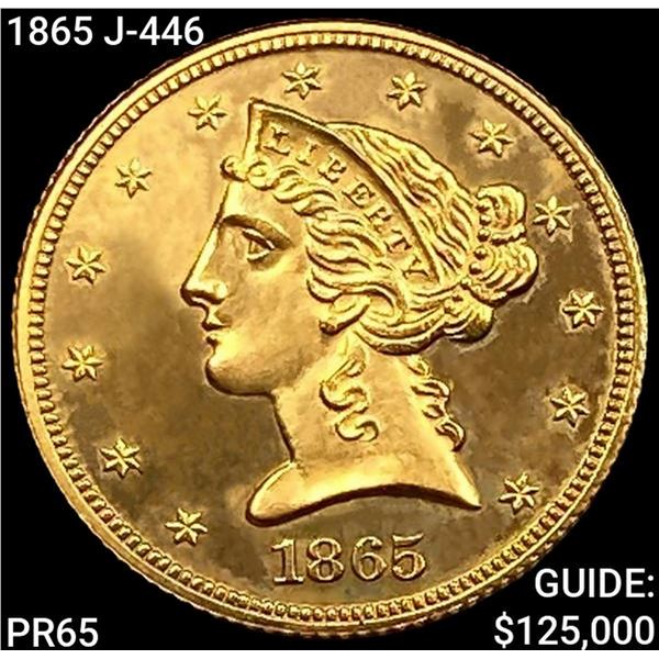 1865 J-446 $5 Gold Half Eagle GEM PROOF