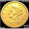 Image 1 : 1843-O Sm Date $2.50 Gold Quarter Eagle UNCIRCULATED