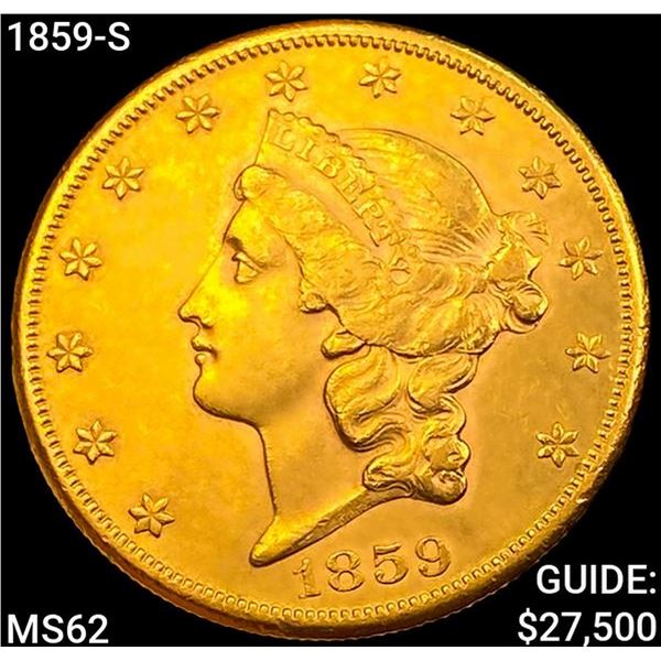 1859-S $20 Gold Double Eagle UNCIRCULATED