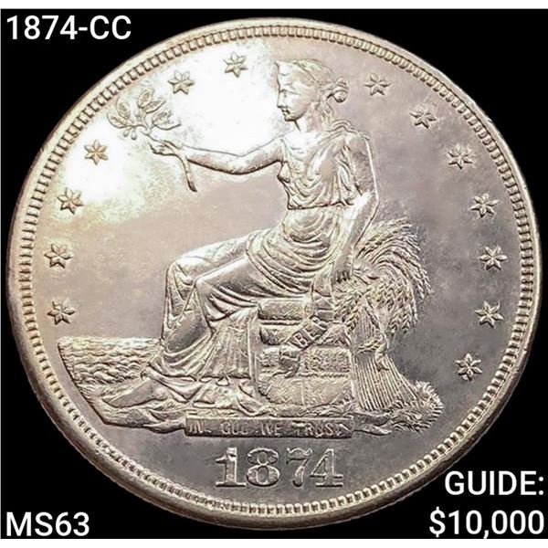 1874-CC Silver Trade Dollar CHOICE BU