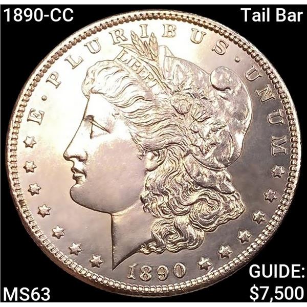 1890-CC Tail Bar Morgan Silver Dollar CHOICE BU