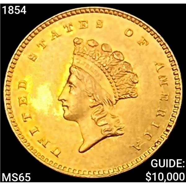 1854 Rare Gold Dollar GEM BU