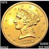 Image 1 : 1874 $5 Gold Half Eagle UNCIRCULATED
