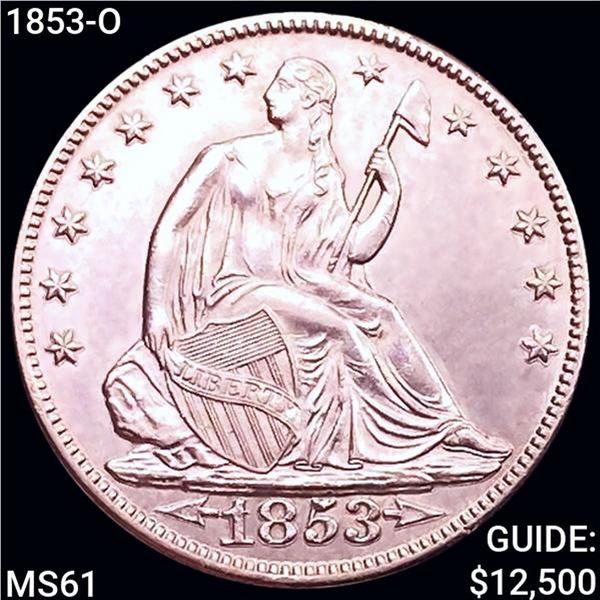 1853-O Seated Liberty Half Dollar CHOICE AU