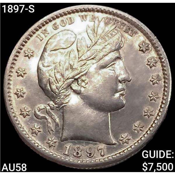 1897-S Barber Quarter CHOICE AU