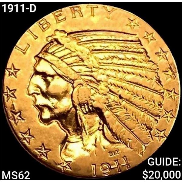 1911-D $5 Gold Half Eagle UNCIRCULATED