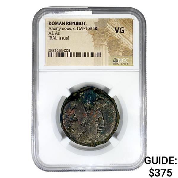 169-158 BC Roman Republic AE As