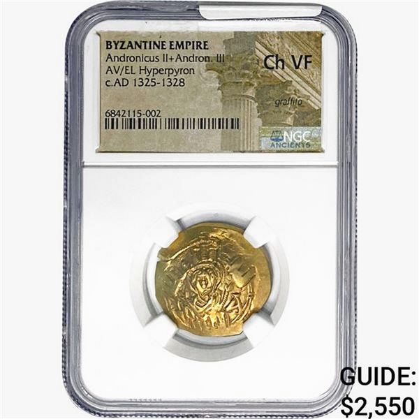 Byzantine Andronicus II+Andron III AV/EL Hyperpyron