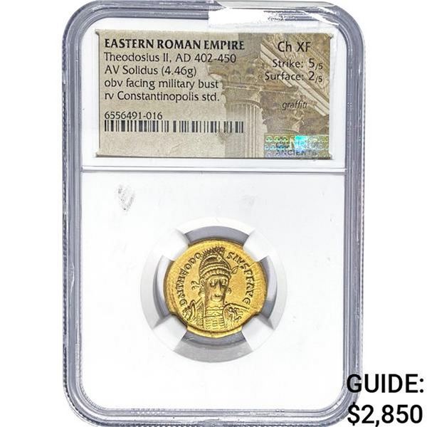 East Roman, Theodosius II AD 402-450 Gold Solidus