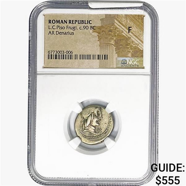 Roman L.C. Piso Frugi, c.90 BC AR Denarius