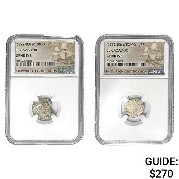 c.1783 [2} Silver 1/2 Reales El Cazador Shipwreck