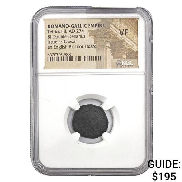 Romano-Gallic Tetricus II, AD 274 BI Dbl-Denarius