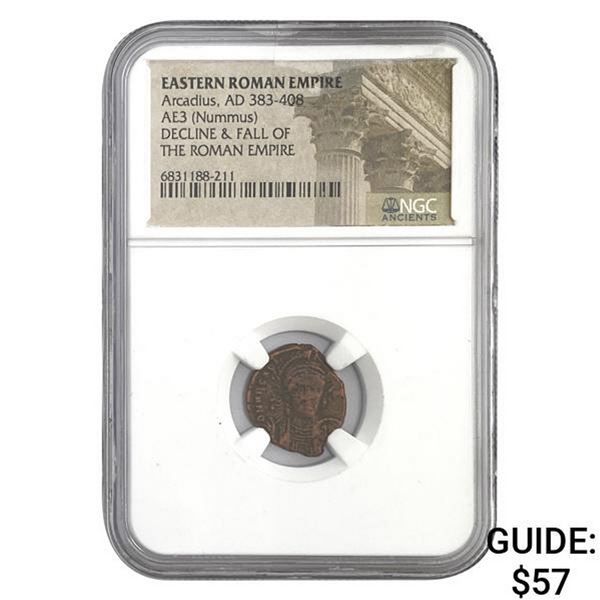 East Roman Arcadius, AD 383-408 AE3 Nummus NGC