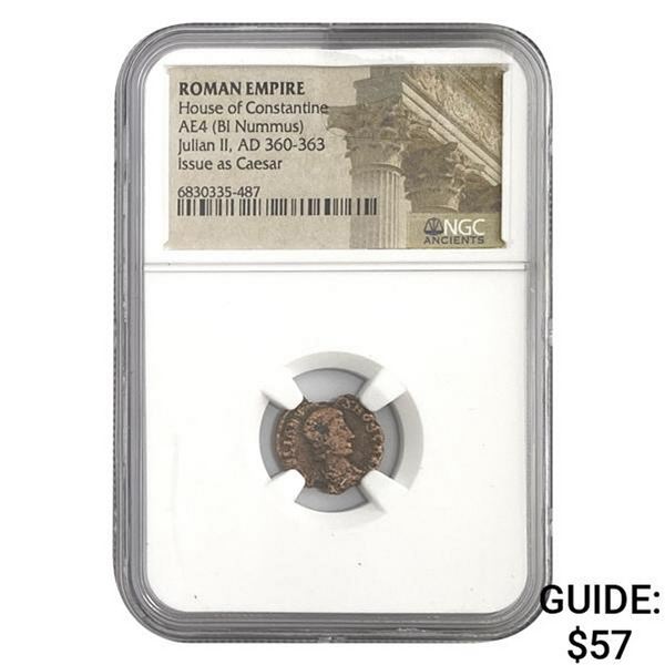 Roman Julian II, AD 360-363 AE4 BI Nummus NGC