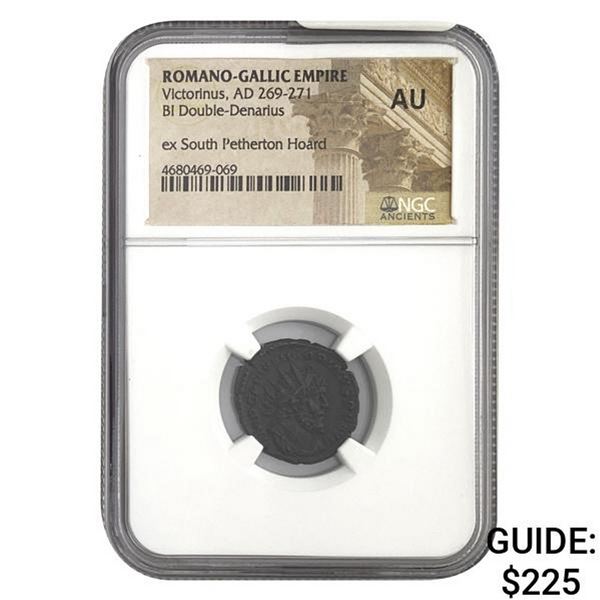 Romano Gallic Vicrorinus, AD 269-271 BI DBL Denarius NGC