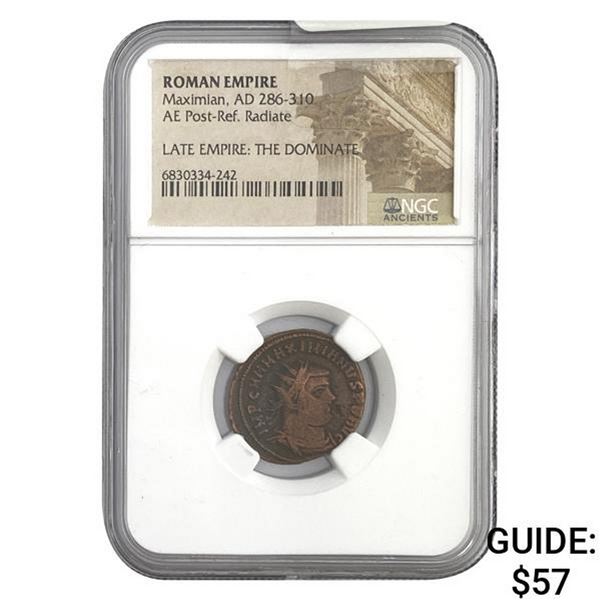 Roman Maximian, AD 286-310 AE Post-Ref. Radiate NGC