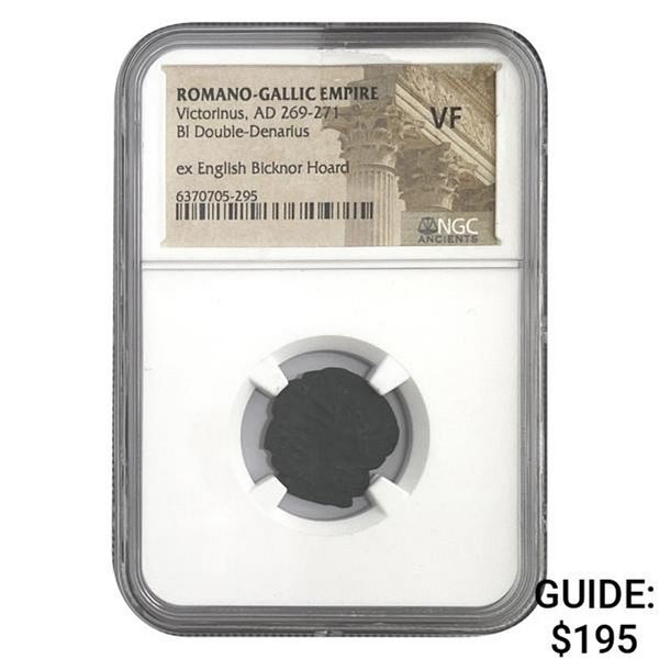 Romano Gallic Vicrorinus, AD 269-271 BI DBL Denarius NGC