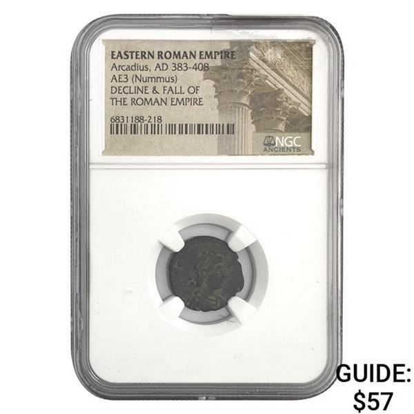 East Roman Arcadius, AD 383-408 AE3 Nummus NGC