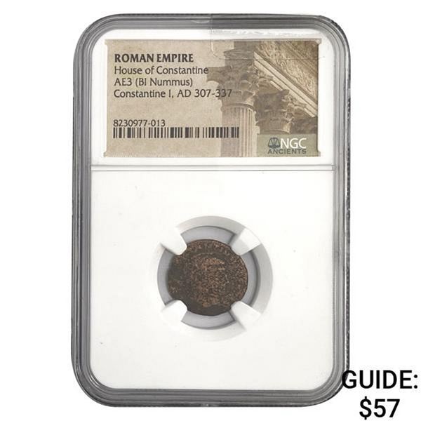 Roman Constantine I, AD 307-337 AE3 BI Nummus NGC