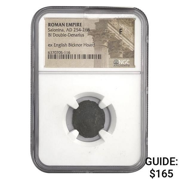 Roman Salonina, AD 254-268 BI DBL Denarius NGC F