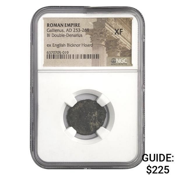 Roman Gallienus, AD 253-268 BI DBL Denarius NGC XF