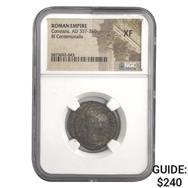 Roman Constans, AD 337-350 AE3/4 BI Centen. NGC XF