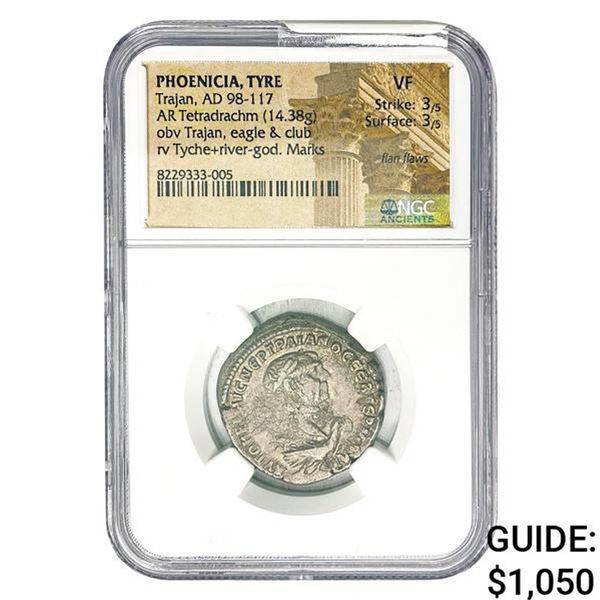 Phoenicia Trajan, AD 98-117 Silver Tetradrachm NGC VF