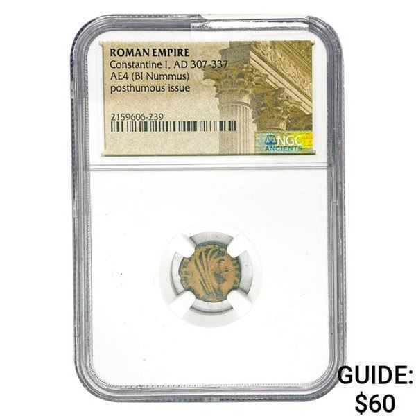 Roman Constantine I, AD 307-337 AE4 BI Nummus NGC