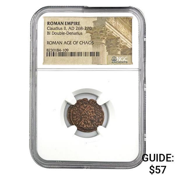 Roman Claudius II, AD 268-270 BI Double-Denaius NGC