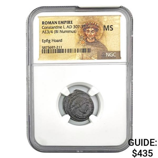 Roman Constantine I, AD 307-337 AE3/4 BI Nummus NGC MS