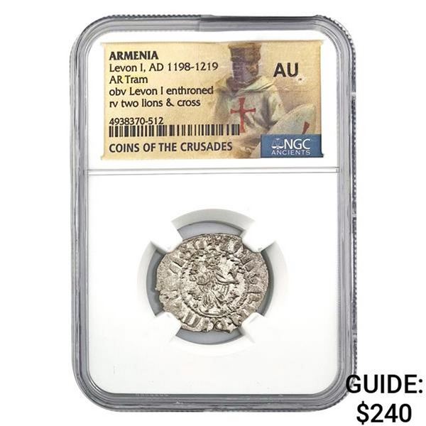 Armenia Levon I, AD 1198-1219 Silver Tram NGC AU