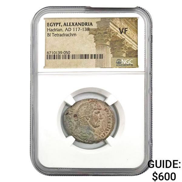 Alexandria Hadrian, AD 117-138 BI Tetradrachm NGC VF
